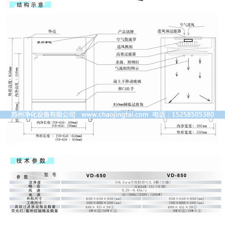 VD-850臺式垂直送風(fēng)QS認證超凈臺/凈化工作臺